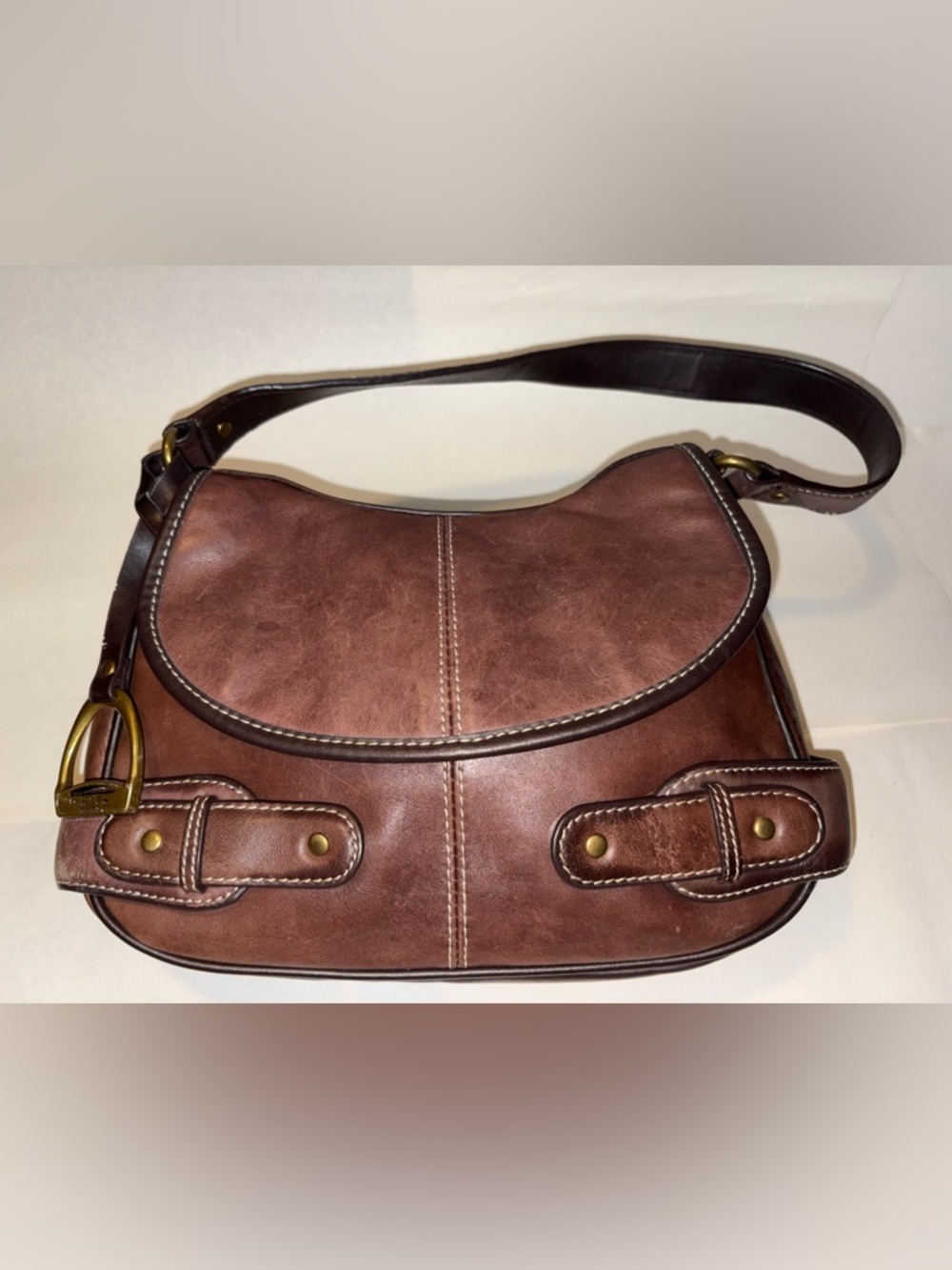 Classic Chsps 2-tone, Brown Leather Saddle Bag - Women